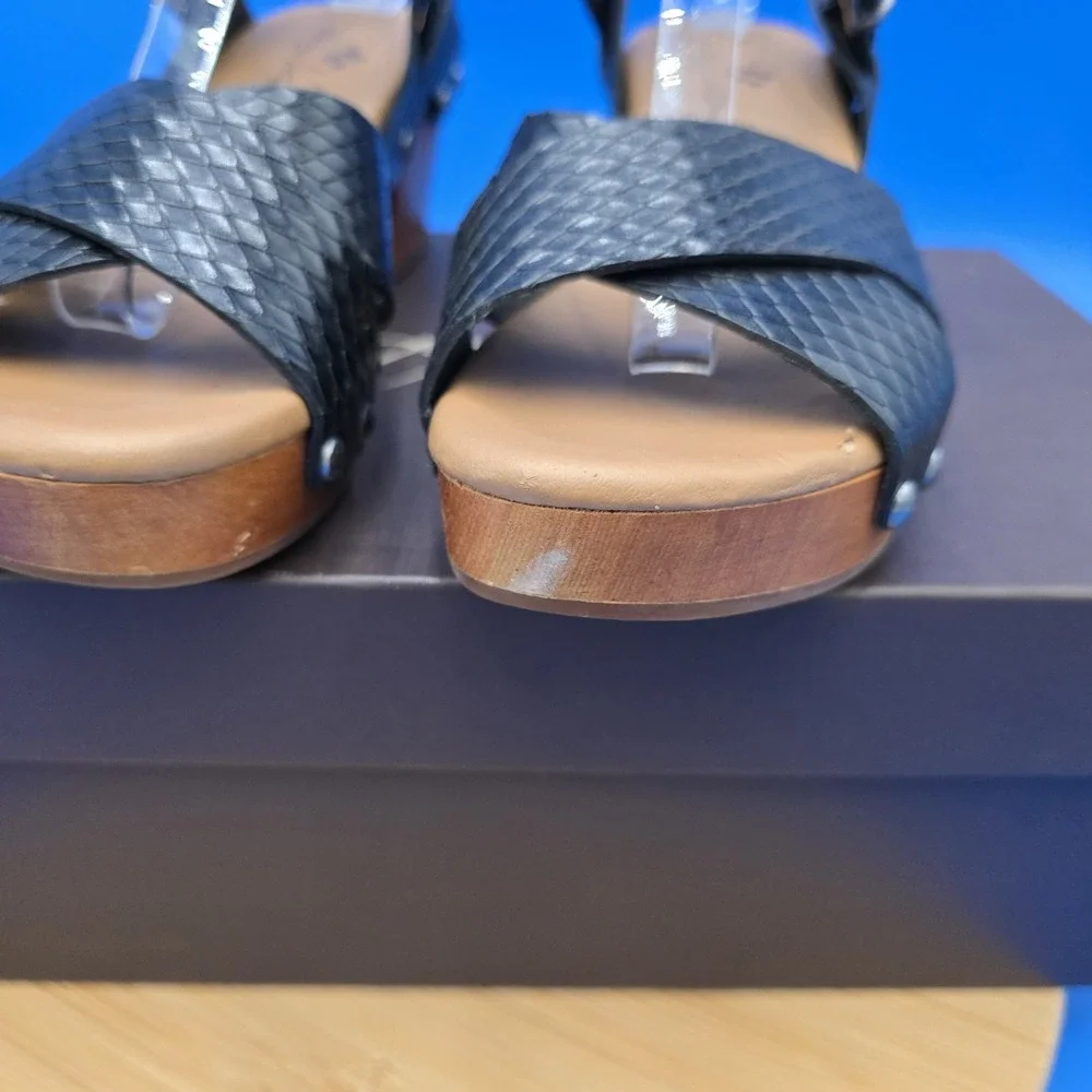 Patricia Nash Gigi Black Leather Clog Sandal Women's US‎ 7 EU 37 w/original box